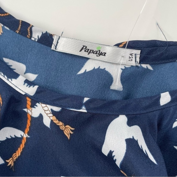 Papaya Navy White Lightweight Summer Dress with Doves Size Small NWOT - Picture 4 of 8